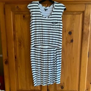 Theory White & Navy Knit Striped Dress, Size L